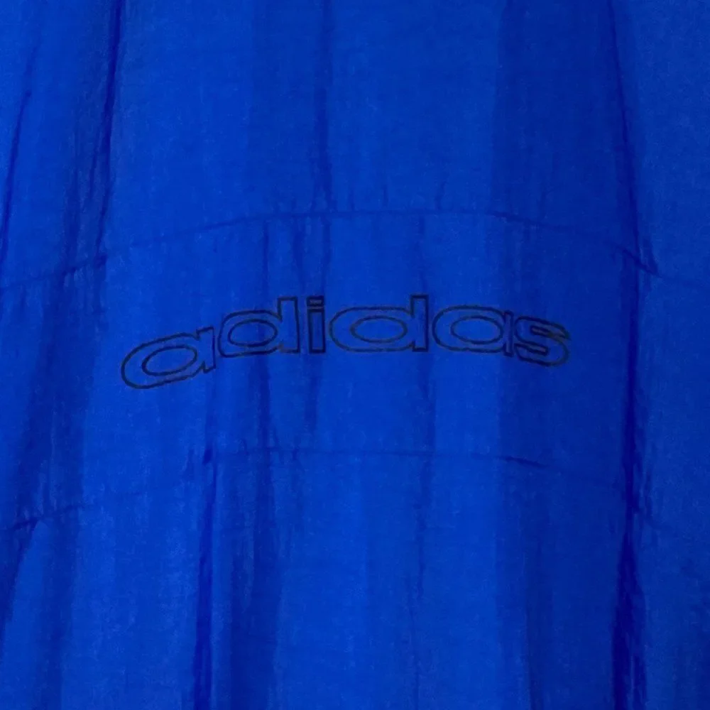 Vintage Adidas Blue Three Black Stripes Full Zip Windbreaker Jacket Size Large